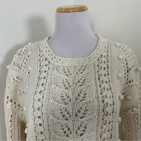 Vtg Chaus Longline Cable Knit Hobnail Sweater Womens M Ramie Cotton Cottage - Picture 16 of 17